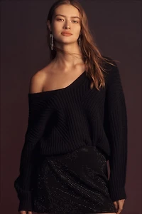 Maeve V-Neck Sculptured Pullover Sweater