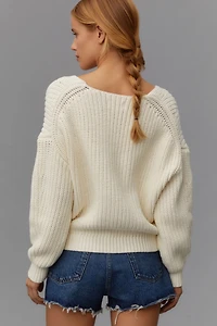 Maeve V-Neck Sculptured Pullover Sweater