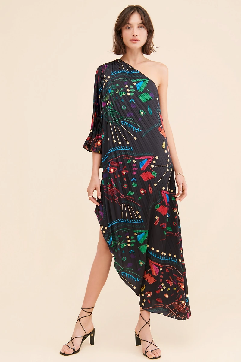 Hutch Printed One-Shoulder Gown