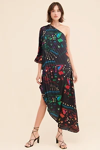 Hutch Printed One-Shoulder Gown