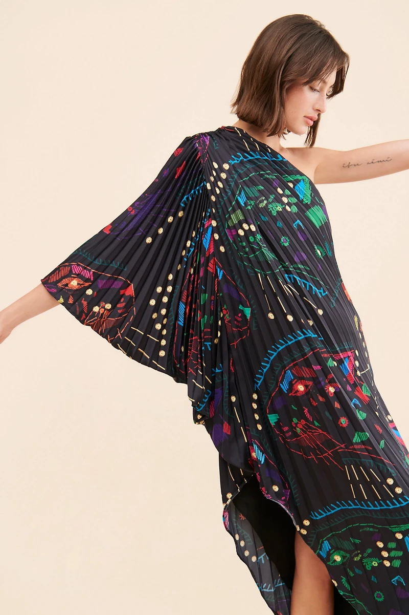 Hutch Printed One-Shoulder Gown