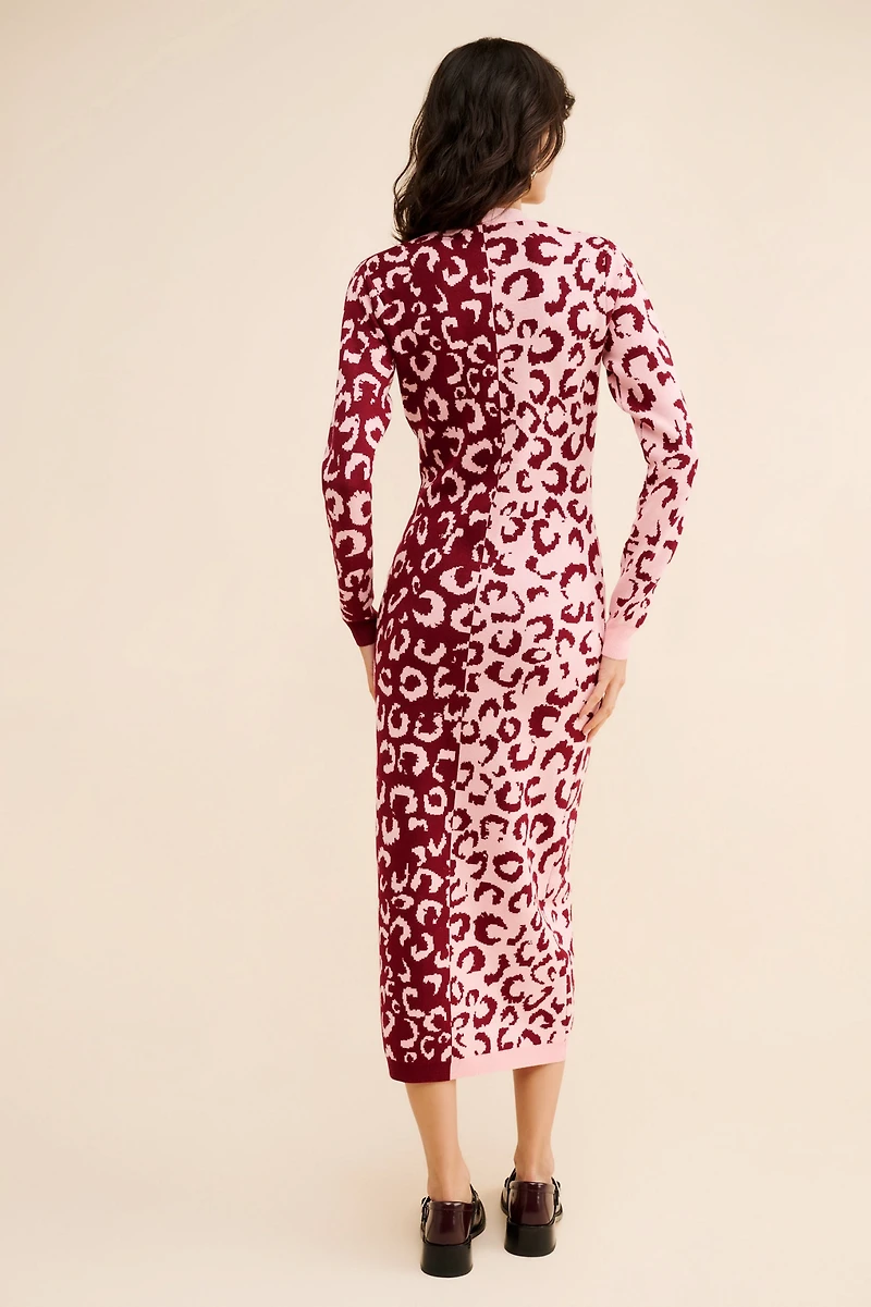 Nuuly x Farm Rio Mixed Leopard Knit Midi Dress