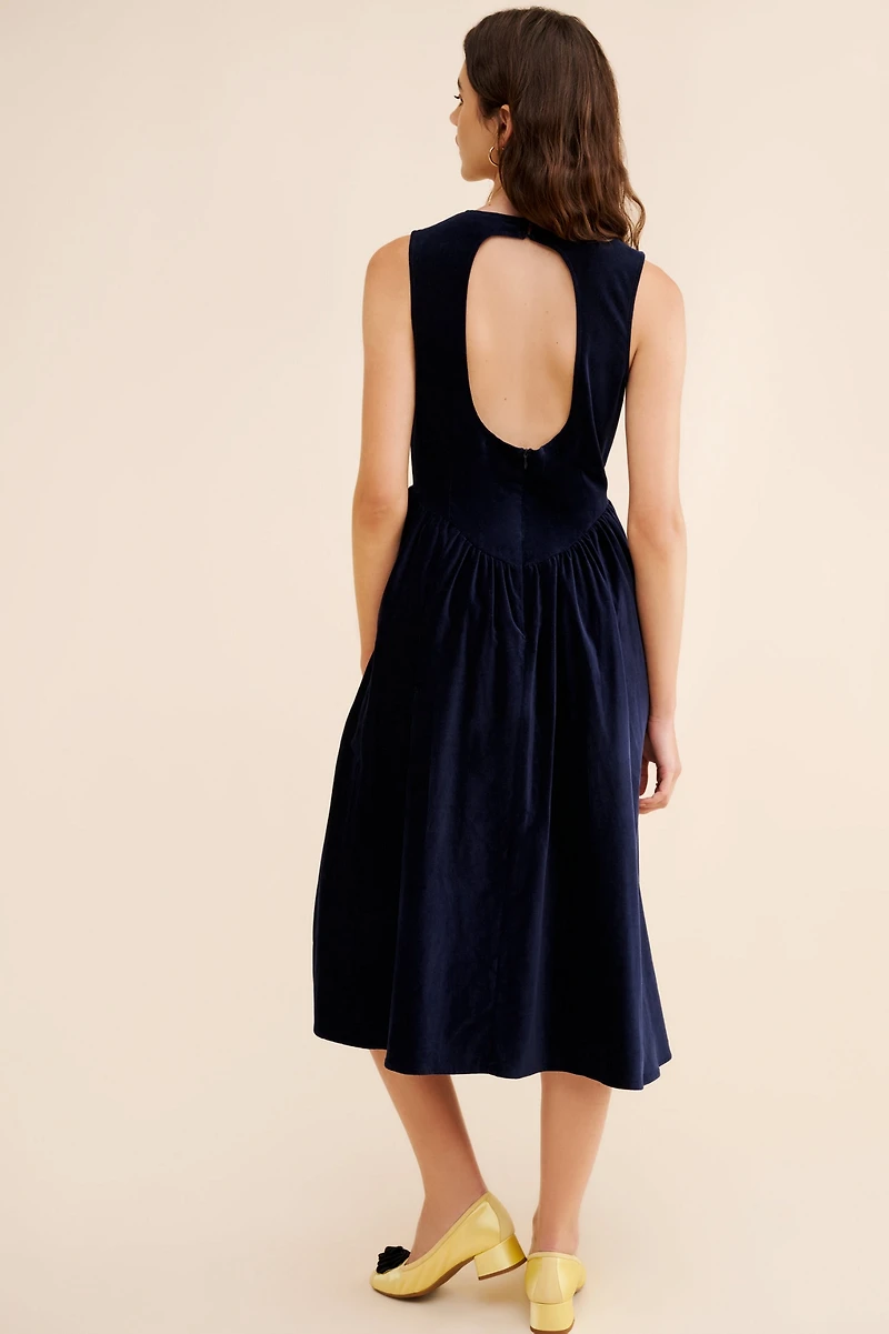 Find Me Now Velvet Sleeveless Midi Dress