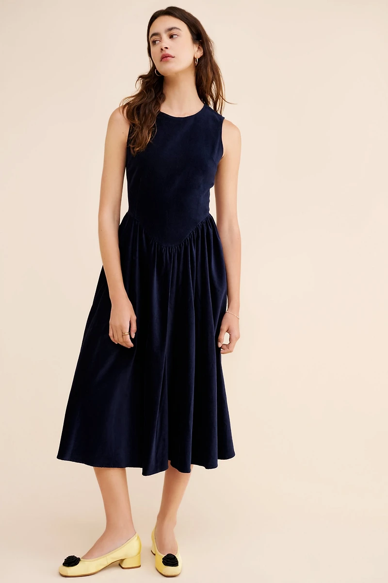 Find Me Now Velvet Sleeveless Midi Dress