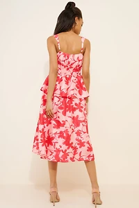 Hutch Ruched Floral Midi Dress