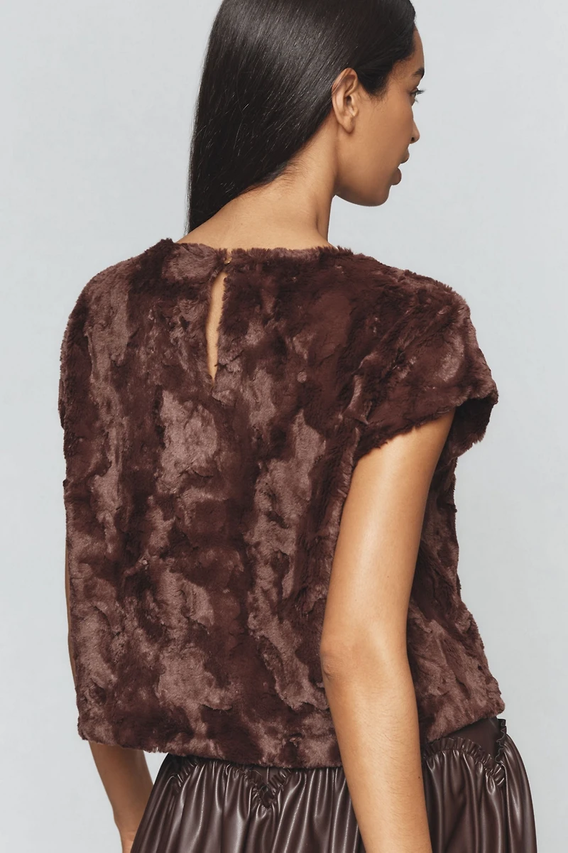 Maeve Faux Fur Tee