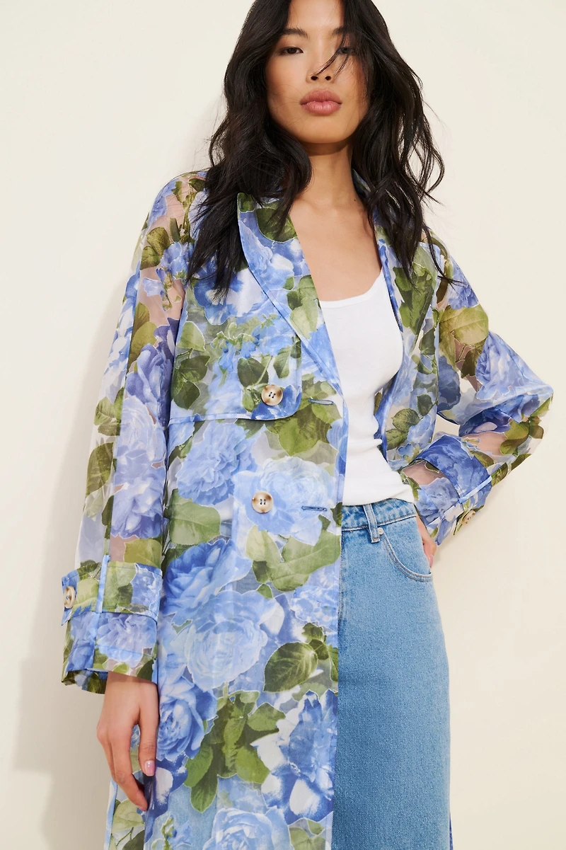If By Sea Floral Trench Coat