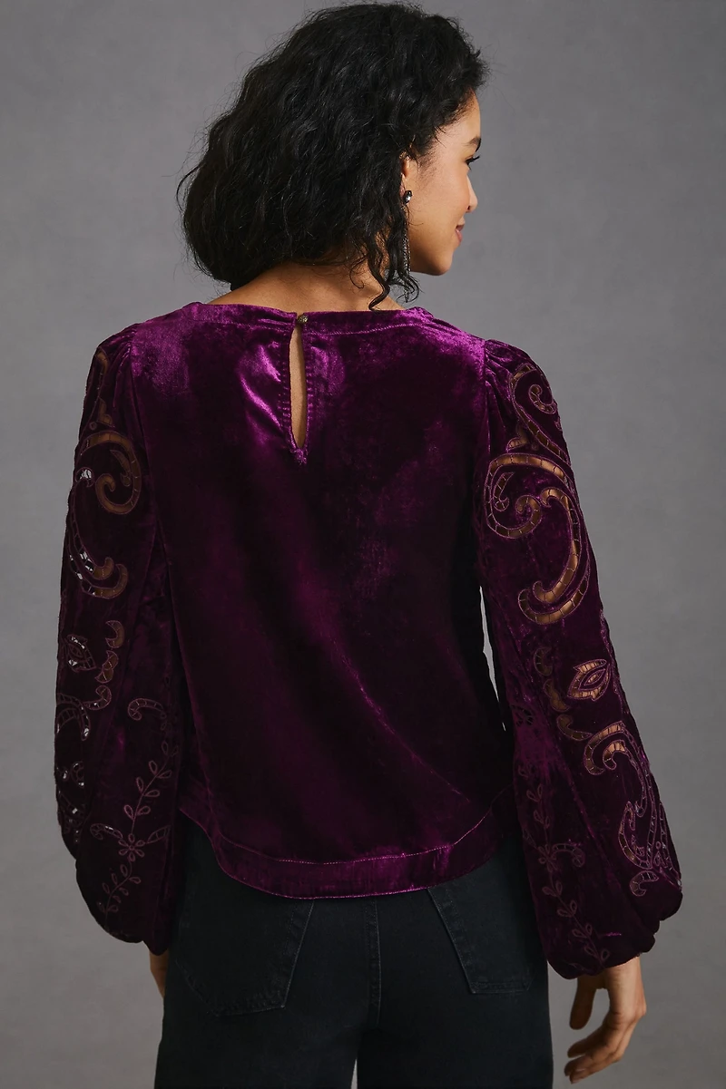 Velvet Cutwork Top