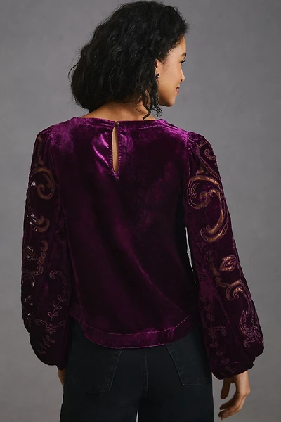 Velvet Cutwork Top