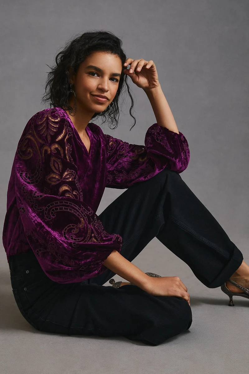 Velvet Cutwork Top