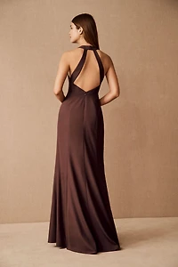 BHLDN Seraphina Cocoa Crepe Maxi Dress