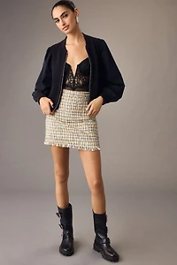 Maeve Puff-Sleeve Bomber Sweater