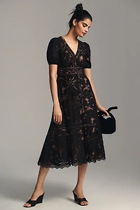 Puff-Sleeve Lace Dress