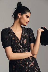 Puff-Sleeve Lace Dress