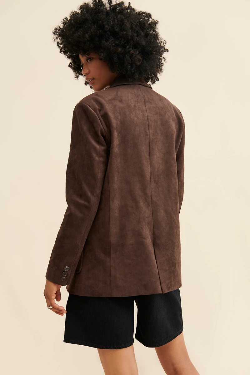 [BLANKNYC] Chocolate Souffl? Faux Suede Blazer