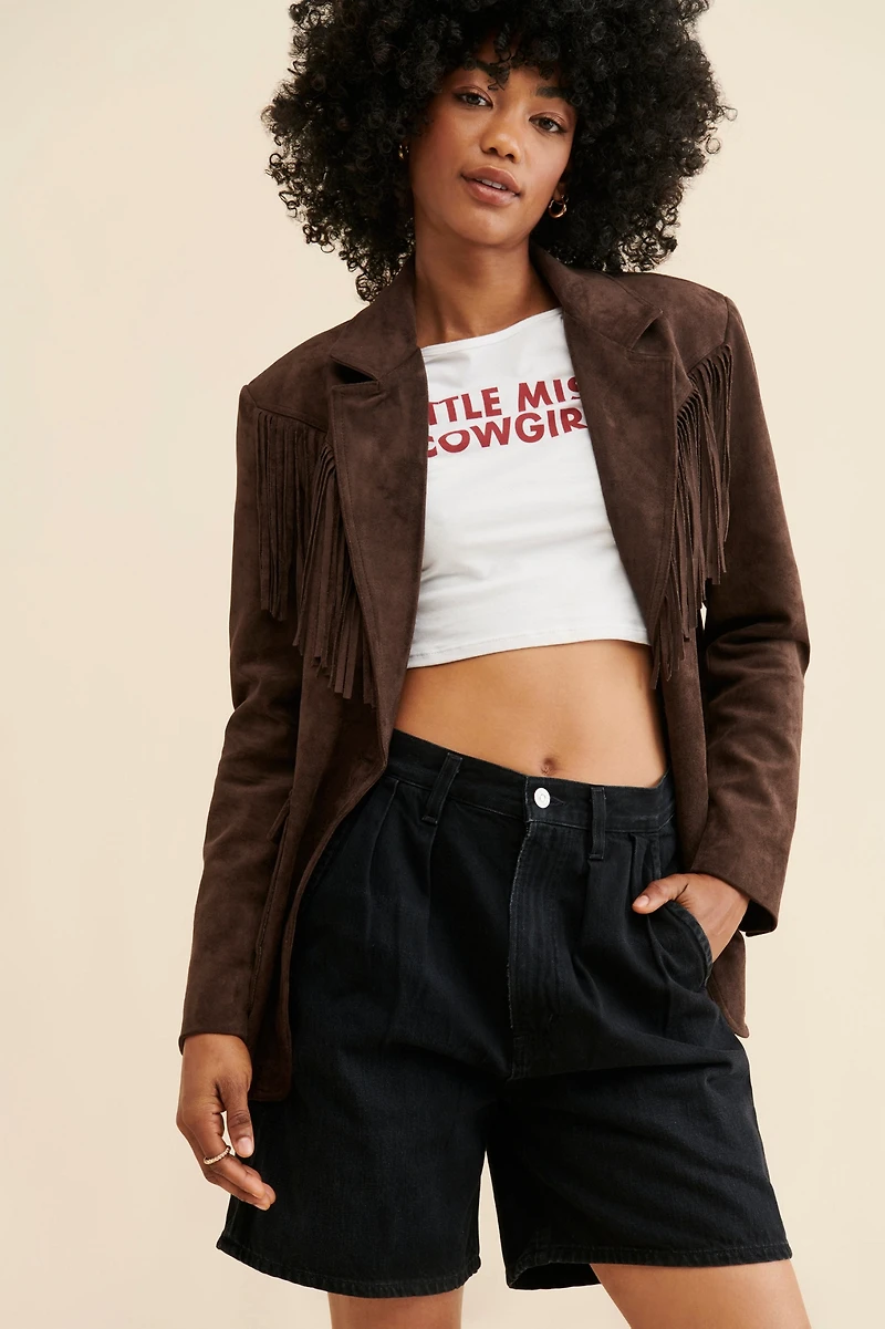 [BLANKNYC] Chocolate Souffl? Faux Suede Blazer