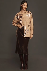 Maeve The Bennet Buttondown Shirt: Sequin Leopard Edition
