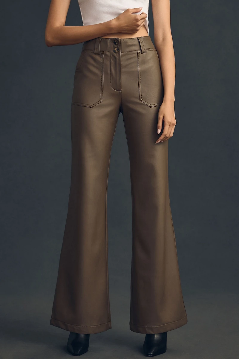 Maeve The Naomi Vegan Leather Wide-Leg Flare Pants