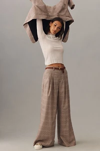 Maeve The Avery Pleated Wide-Leg Trousers: Plaid Edition