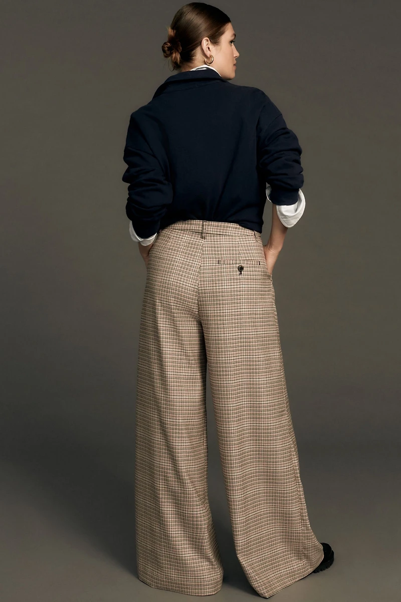 Maeve The Avery Pleated Wide-Leg Trousers: Plaid Edition