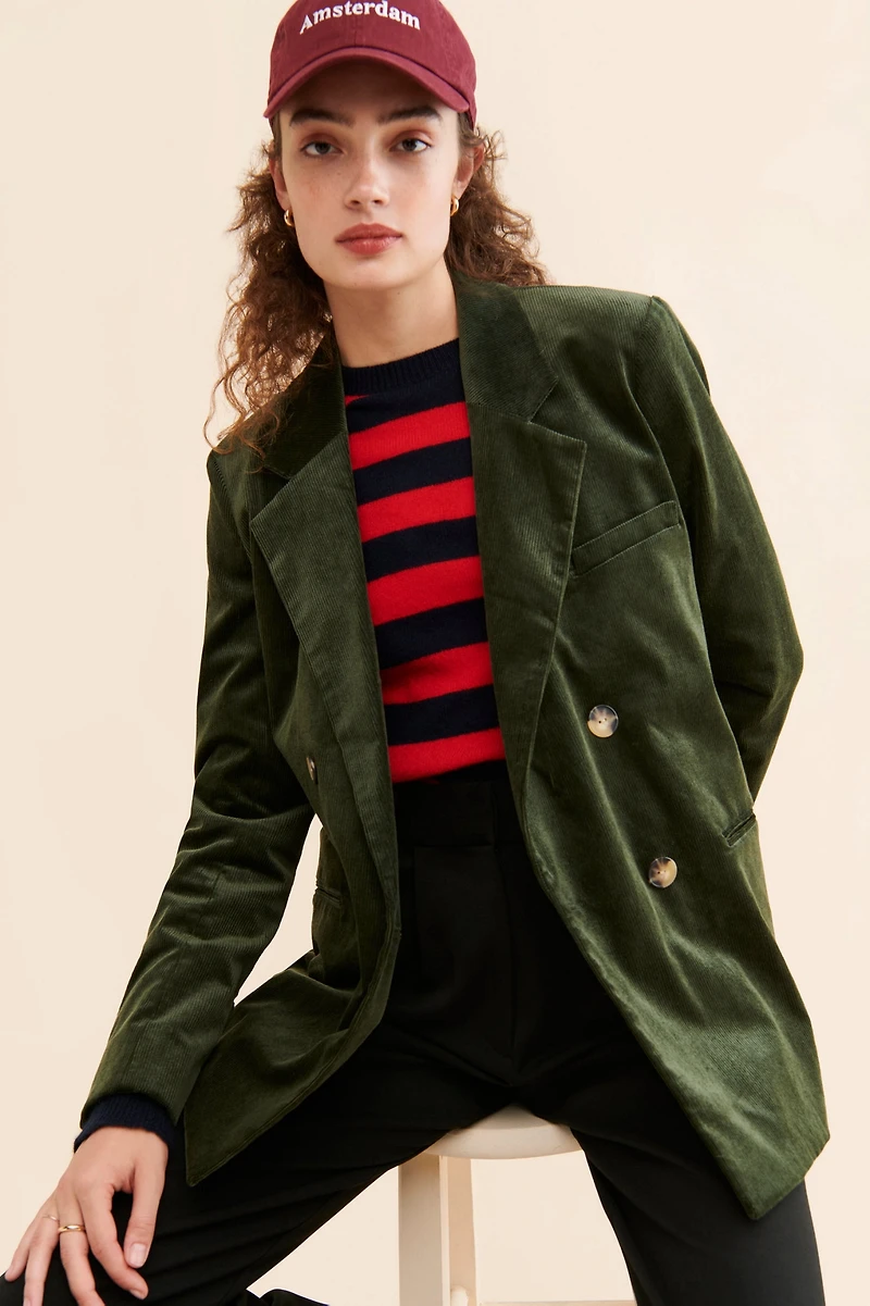 Maeve Corduroy Double-Breasted Blazer