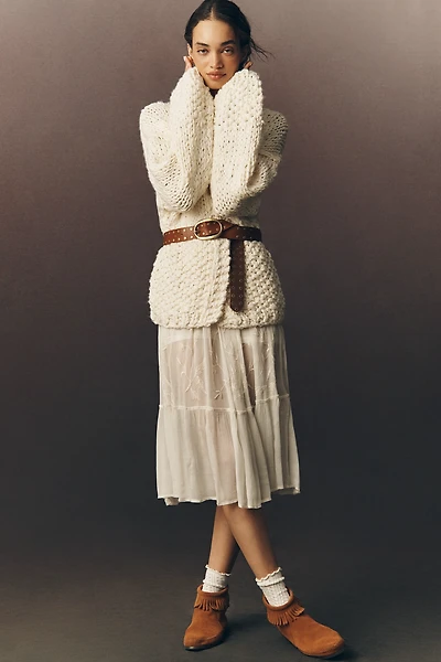 By Anthropologie Hand-Knit Chunky Cardigan Sweater