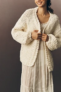 By Anthropologie Hand-Knit Chunky Cardigan Sweater