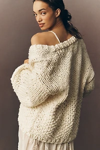 By Anthropologie Hand-Knit Chunky Cardigan Sweater