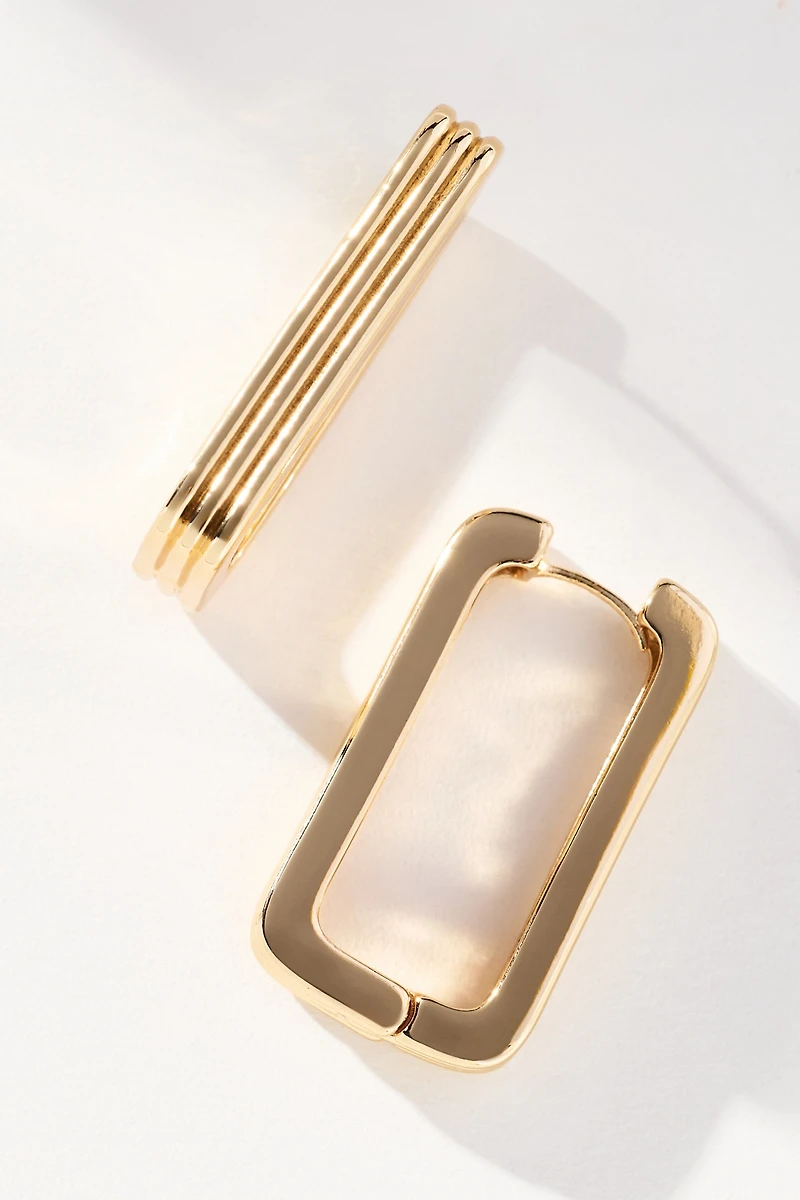 Ribbed Linear Hoop Earrings