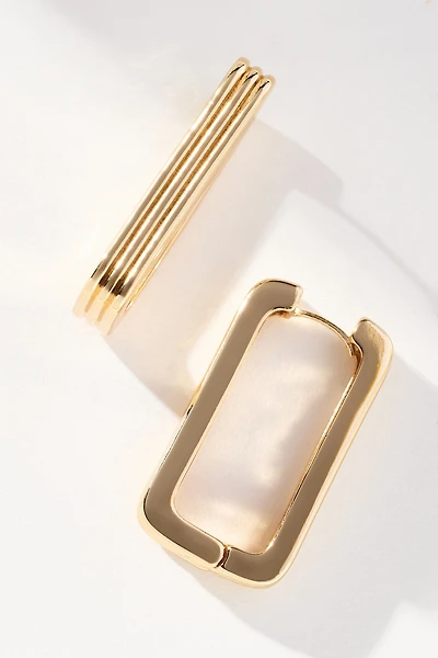 Ribbed Linear Hoop Earrings