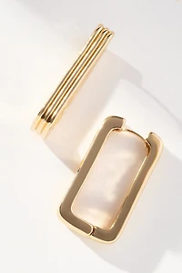 Ribbed Linear Hoop Earrings