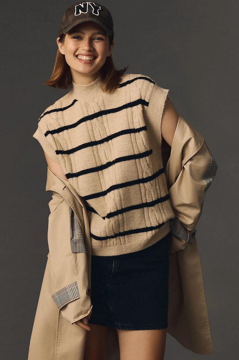 Maeve Striped Cable Sweater Vest