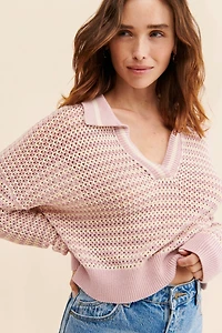 $525 Stripe Polo Pullover