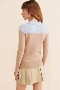 Pure Cashmere Two Tone Cashmere Polo Sweater