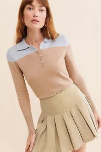 Pure Cashmere Two Tone Cashmere Polo Sweater