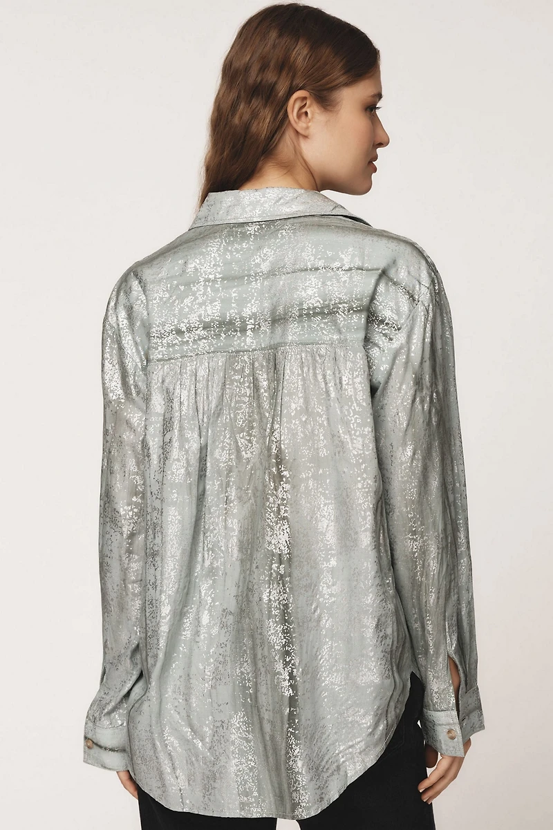 Pilcro Foil Shine Buttondown Shirt