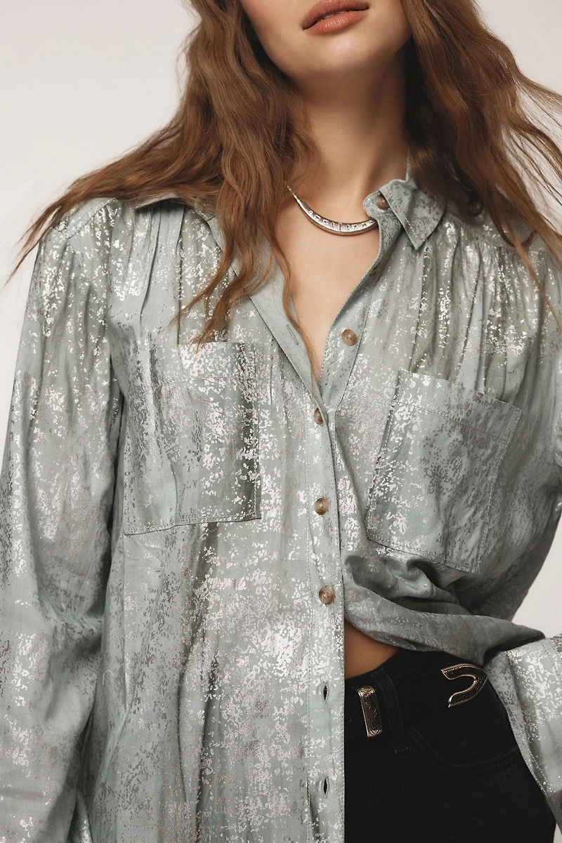 Pilcro Foil Shine Buttondown Shirt