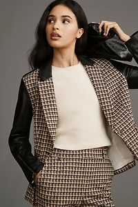Menswear Fabric Mix Blazer