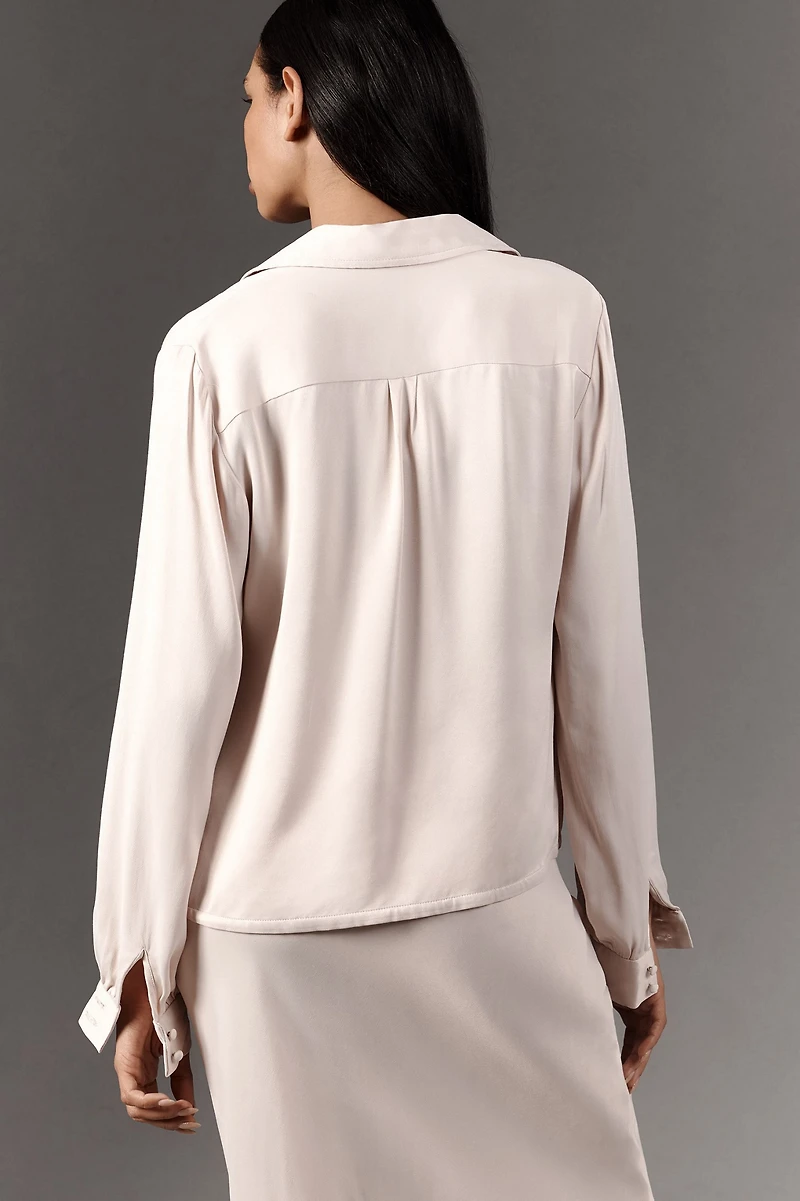 Long-Sleeve Silky Blouse