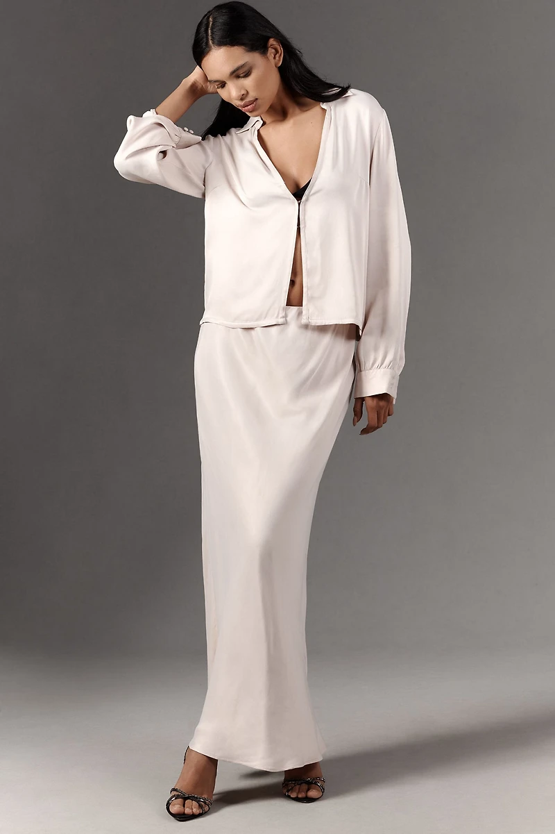 Long-Sleeve Silky Blouse