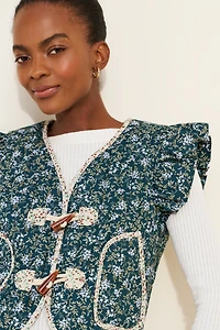 Dolan Printed Ruffle Quilted Vest