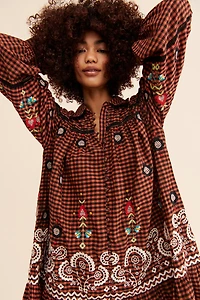 Forever That Girl Embroidered Check Dress