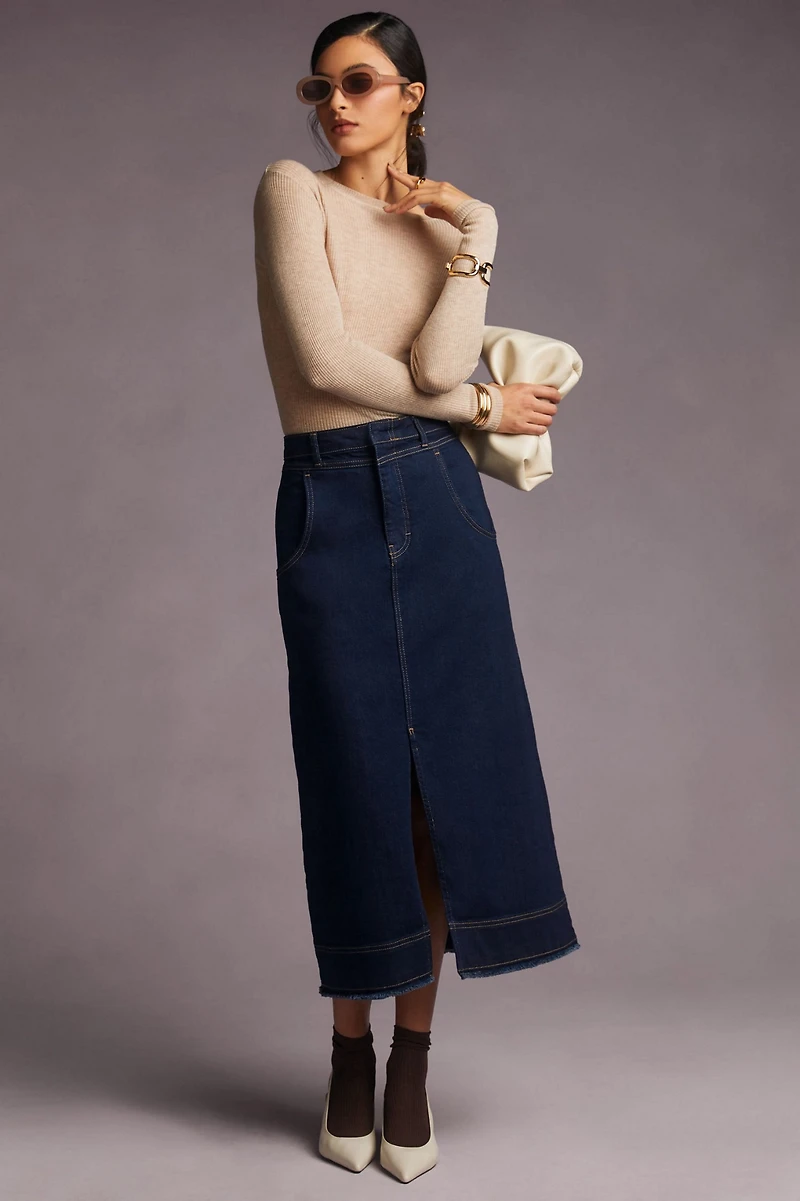 Pilcro Slit-Front Denim Skirt