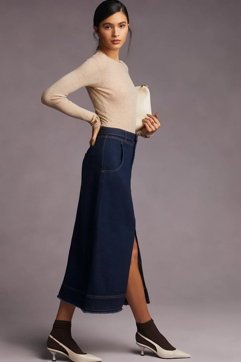 Pilcro Slit-Front Denim Skirt