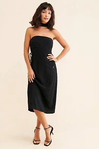 Lost + Wander High-Neck Lace-Up Midi Dress