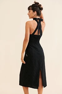Lost + Wander High-Neck Lace-Up Midi Dress