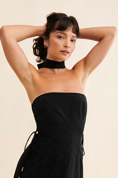 Lost + Wander High-Neck Lace-Up Midi Dress