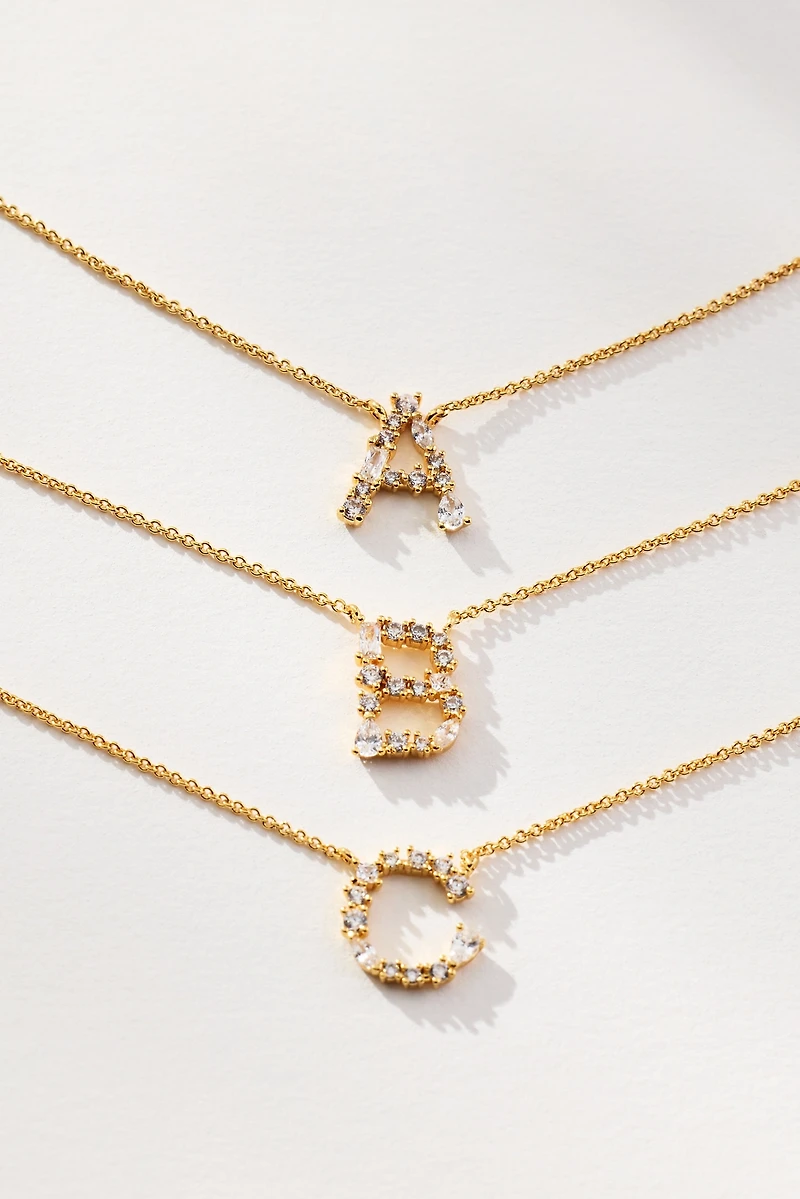 Delicate Crystal Monogram Necklace