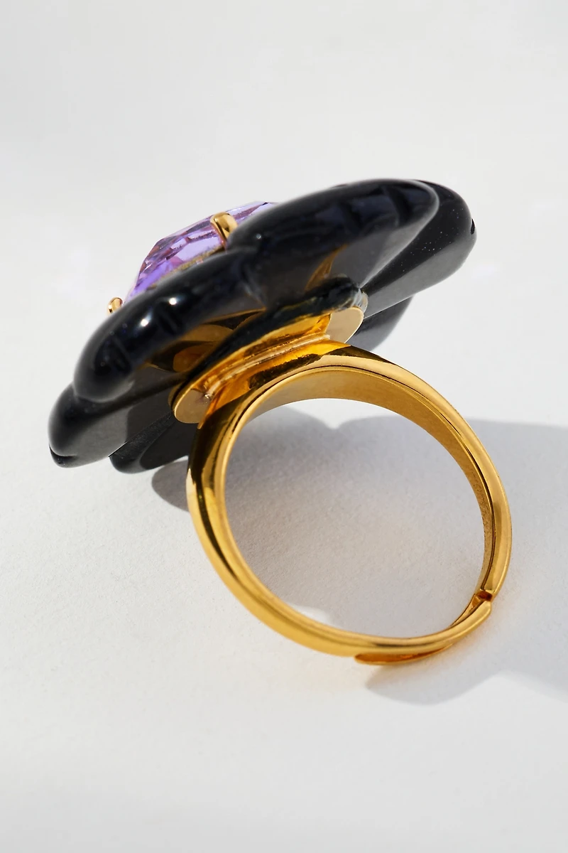 Floral Crystal Statement Cocktail Ring