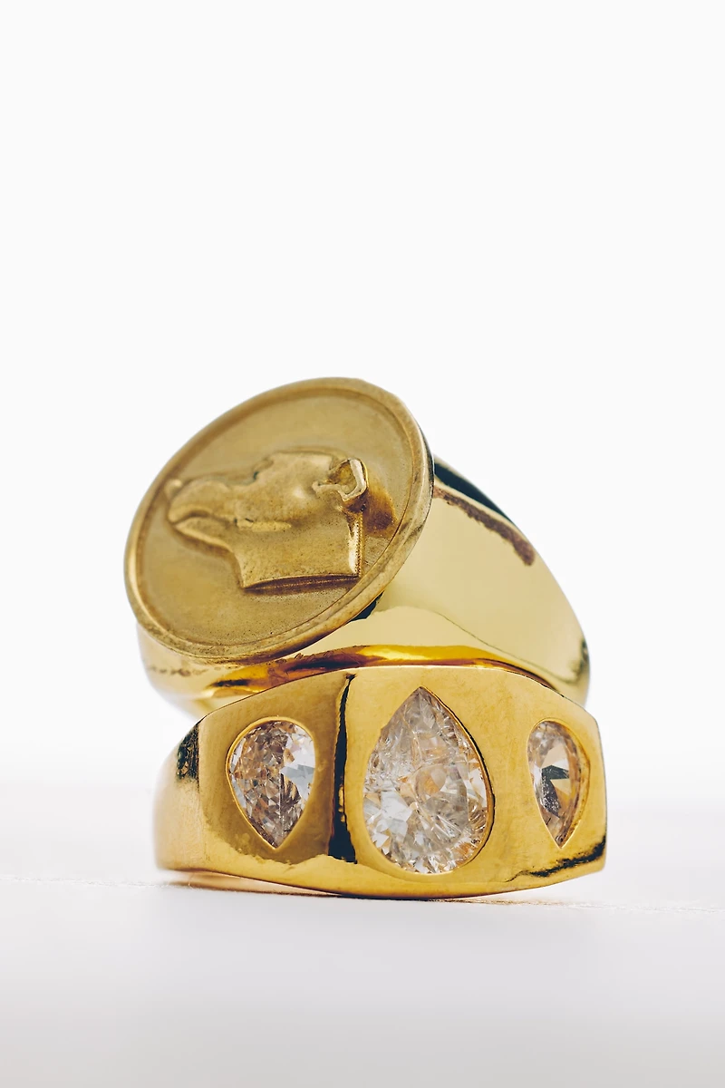 By Anthropologie Crystal Stack Ring